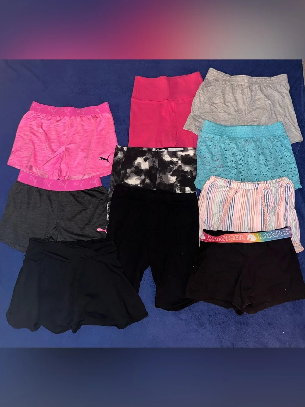 Girls Shorts Lot of 10 Size Large 10-12 Misc Wonder Nation Puma 90 Degree